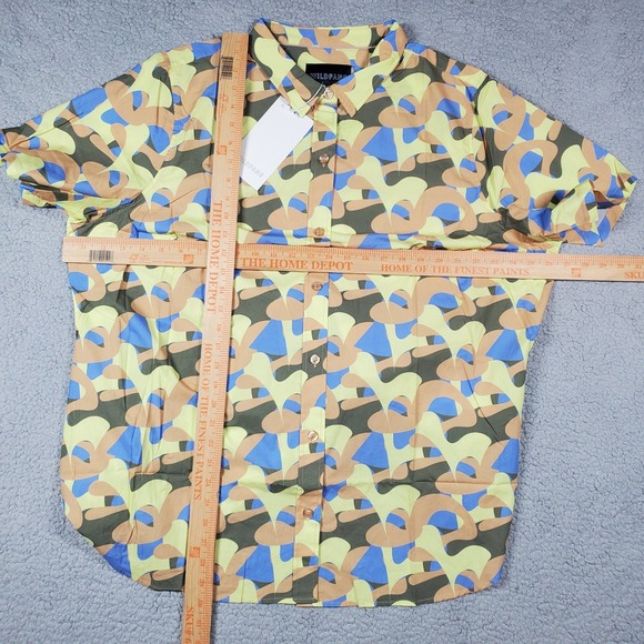 Wildfang Essential Short Sleeve Button Up Shirt Unisex 2X Camo - Picture 8 of 9